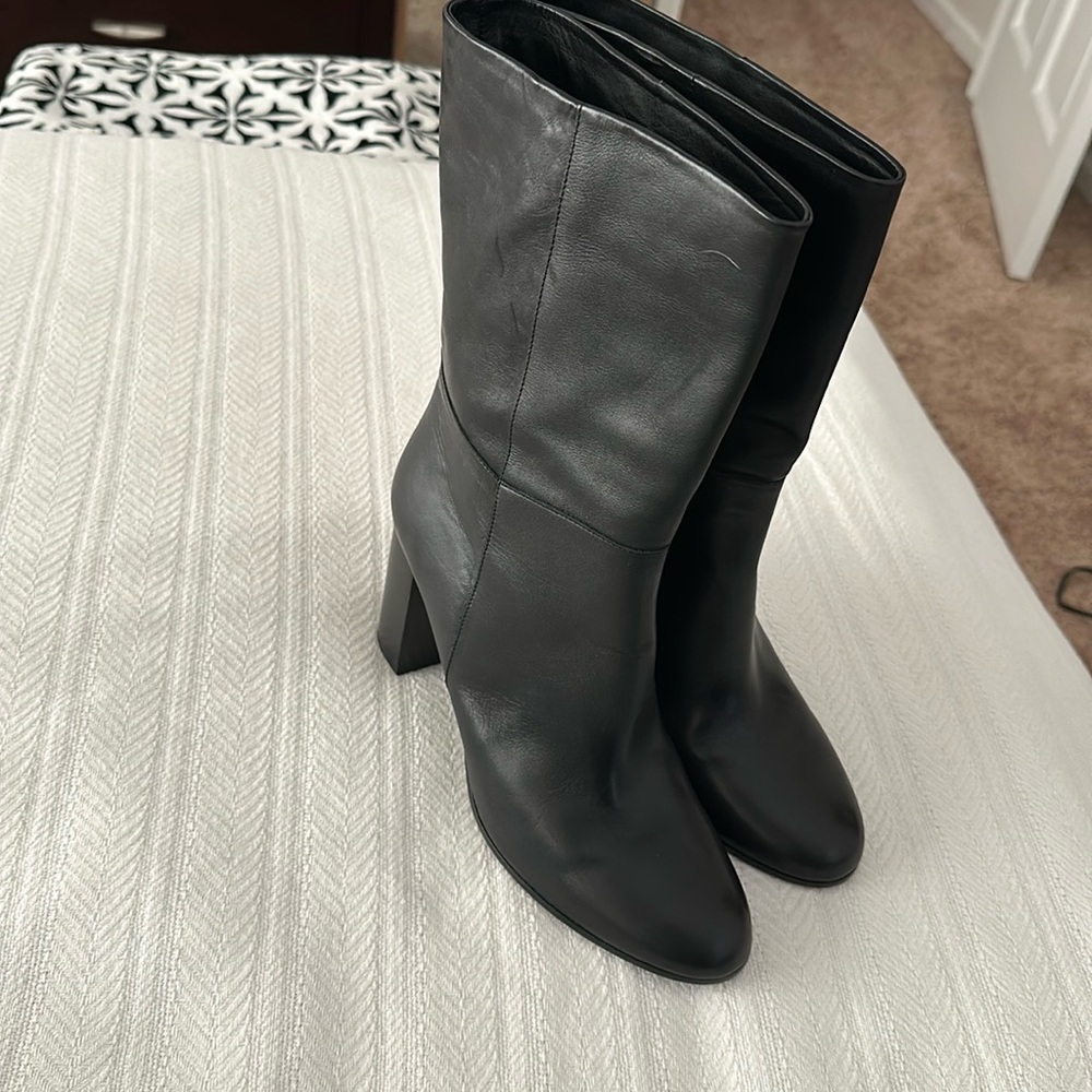 New Maje Fanette Pointed-Toe Mid Calf Heeled Boots Size 41